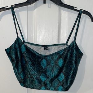 Green snakeskin crop top